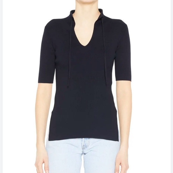 Theory Navy Blue Hudson Drawstring Pullover Top - Picture 1 of 8